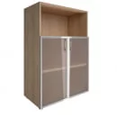 Шкаф книжный средний со стеклом в раме без топа YALTA LT-ST 2.2R Снежная Патина_28