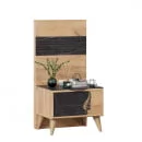 Тумба прикроватная Шелли правая с декоративным щитом Камень Пьетра чёрный_3