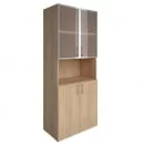 Шкаф книжный со стеклом в раме Lacobel без топа YALTA LT-ST 1.4R black Снежная Патина_9