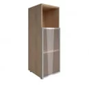 Шкаф книжный средний со стеклом в раме Lacobel без топа YALTA LT-SU 2.2R white Снежная Патина_42