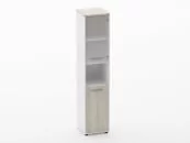 Шкаф 4 узкий верх стеклянная дверь Deka 10.19.18Пр Дуб Сантана светлый/Белый_58