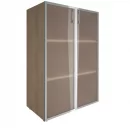 Шкаф книжный средний со стеклом в раме Lacobel без топа YALTALT-ST 2.4R white Снежная Патина_34