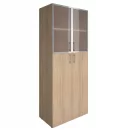 Шкаф книжный со стеклом в раме Lacobel без топа YALTA LT-ST 1.7R white Снежная Патина_14