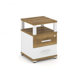 Тумба приставная с 2-мя ящиками и надставкой CОНCЕПТ CН.ТУП-002 Б/В Сандал Янтарный Белый бриллиант Белый / CONCEPT CN.TUP-002 B/W