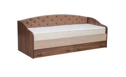 Кровать с мягким элементом Софа №8 800*2000 Ясень Шимо темный/Ясень Шимо светлый/Велюр 019