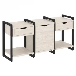 Тумба на регулируемых опорах наборная. Вариант №6 LOFT VR.L-TN-6.O Металл черный Денвер светлый