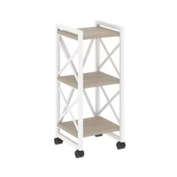 Стеллаж на колесных опорах - 3 полки LOFT  VR.L-MST.K-3.4 Металл белый Дуб Аттик