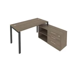 Рабочая станция на П-образном м/к с опорной тумбой правая Metal System Б.РС-СТС-2.3 Пр Вяз/Антрацит