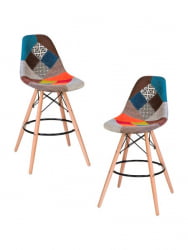 Стул барный ДОБРИН ДСВ БАР (ножки светлый бук, цвет сиденья мозаика) 2 шт / DOBRIN DSW BAR