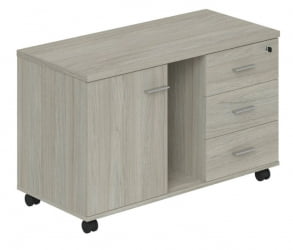 Тумба опорная (мобильная) с 3 ящиками, распашным фасадом и нишей (правая) Wing WN.203.OL.R Дуб светлый