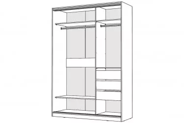 Белый шкаф-купе с зеркалом Виктория 1400х584х2300, Белый 14ДЗЗЗДЗЗЗ-ШЯ-Б 310-244