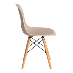 Кухонный стул CINDY (EAMES) (mod. 1801) дерево бук/металл/сиденье пластик, 45x51x82 см, Beige (Бежевый)