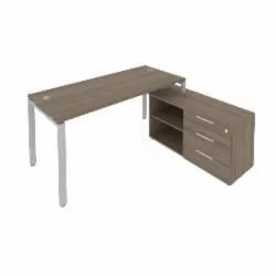 Рабочая станция на П-образном м/к с опорной тумбой правая Metal System Б.РС-СТС-2.4 Пр Вяз/Серый