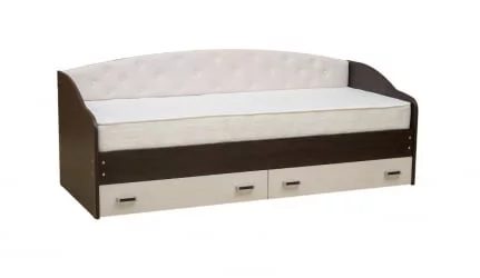 Кровать с мягким элементом Софа №7 800*2000 Дуб Молочный/Венге/Кожзам Венге
