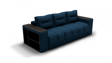 Диван Барон - 1 (ЗР) Цвет фасада: Синий; Тип: Прямой; Материал фасада: Металл/Велюр