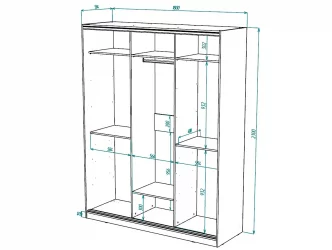 Шкаф-купе 2-х дверный Виктория 1800х584х2300, Бодега светлая 18ДЗЗЗДЗЗЗ-ПППП-Бс 310-595