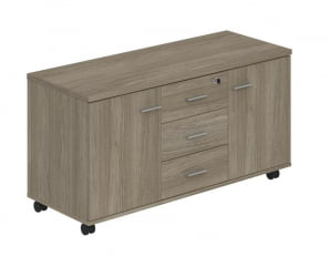 Тумба опорная (мобильная) с 3 ящиками и 2 распашными фасадами Wing WN.202.OD Дуб темный