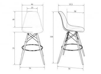 Стул барный DOBRIN DSW BAR (ножки светлый бук, цвет сиденья морской волны (G-05)) 2 шт