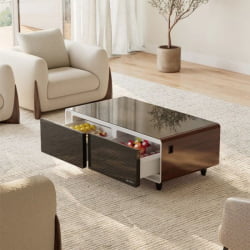 Журнальный стол EUREKA TB135, Walnut+Black