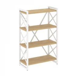 Стеллаж на регулируемых опорах - 4 полки LOFT VR.L-MST.O-4.8 Металл белый Тиквуд светлый