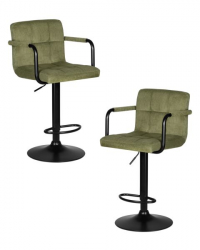 Стул барный DOBRIN KRUGER ARM BLACK (зеленый вельвет (LAR-E2041-7)) 2 шт