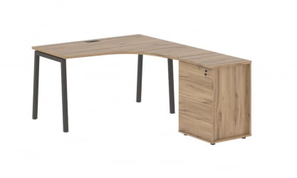 Стол эргономичный с тумбой (правый) ЕДИС ЕЛCЕТ 1318 Р Дуб Денвер светлый Мокко / EDIS ELCET R