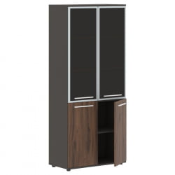 Шкаф комбинированный  с дверьми в металлической раме EDIS EHCS 85.7 Дуб Денвер темный Белый Мокко