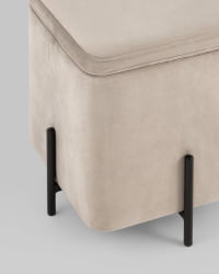 Пуф Грейс квадрат с ящиком велюр Серо-бежевый