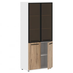 Шкаф комбинированный  с дверьми в металлической раме EDIS EHCS 85.7 Дуб Денвер светлый Черный Белый