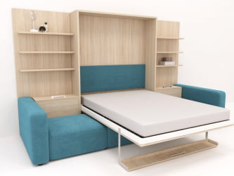 Диван кровать трансформер Смарт 1 П+КД+П+Пуф 1600 Дуб молочный