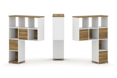 Надставка на стол высокая двухсторонняя + задняя стенка (5 шт.) CONCEPT CN.DNV-003 Сандал Янтарный Белый бриллиант Белый металл