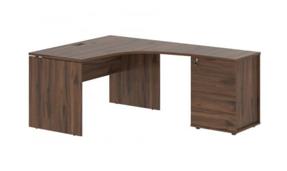 Стол эргономичный с тумбой правый EDIS EDCET 1518 R Дуб Денвер темный Мокко