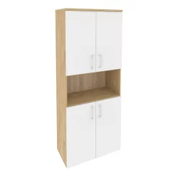 Шкаф высокий широкий (4 низких фасада ЛДСП) ONIX O.ST-1.5 Тиквуд Светлый/Белый