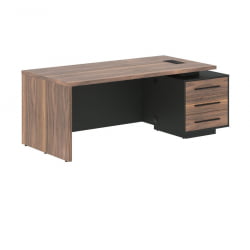 Стол руководителя правый VELION VENEER VRCT 2090 R Американский орех Яшма черная