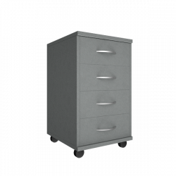 Тумба подкатная (4 ящика, с замком) Riva А.ТМ-4F Серый