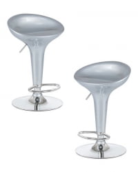 Стул барный ДОБРИН БОМБА (серебряный металлик) 2 шт / DOBRIN BOMBA