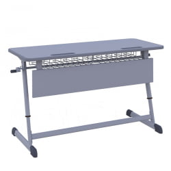 Парта двухместная НОМАД В с ручной регулировкой высоты (рост 4-6) Синий/Серый / NOMAD V