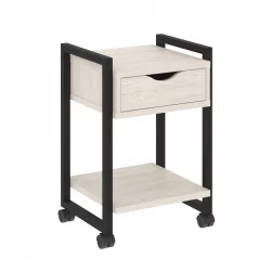 Тумба на колесных опорах с ящиком и полкой LOFT VR.L-T1.K Металл черный Денвер светлый
