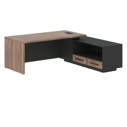 Стол руководителя правый VELION VENEER VRCT 2119 R Американский орех Яшма черная