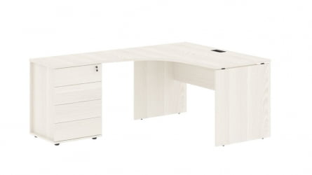 Стол эргономичный с тумбой левый EDIS EDCET 1318 L Ясень Траун Черный