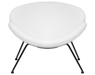 Кресло дизайнерское ДОБРИН ЕМИЛЙ (белый (букле) ткань, черное основание) 2 шт / DOBRIN EMILY