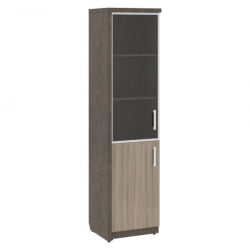 Шкаф узкий комбинированный левый WOOD&STONE СФ-534591 Бетон Чикаго темный Дрифтвуд