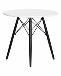 Стол обеденный DOBRIN CHELSEA 80 BLACK (столешница белая, основание черное)
