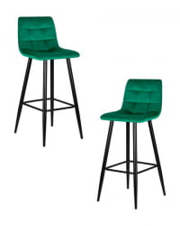 Стул барный DOBRIN NICOLE (черные матовые ножки, зелёный велюр (108-64)) 2 шт