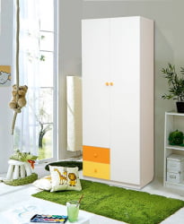 Шкаф 2-х дверный комбинированный с ящиками Радуга Белый/Желтый/Синий