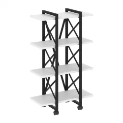 Стеллаж на колесных опорах - 4 полки LOFT  VR.L-MST.K-4.4V Металл черный Белый Бриллиант