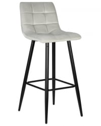 Стул барный ДОБРИН НИCОЛЕ (черные матовые ножки, светло-серый велюр (108-52)) 2 шт / DOBRIN NICOLE