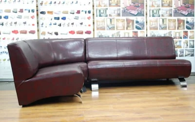 Диван офисный угловой Клерк 5 (левый угол) Бордовый