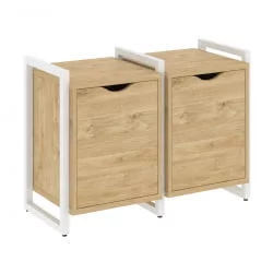 Тумба на регулируемых опорах наборная. Вариант №2 LOFT VR.L-TN-2.O Металл белый Тиквуд светлый