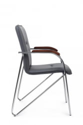 Стул Самба с деревянными подлокотниками СМБ-02Х Хром гальв. Серый / SMB-02H